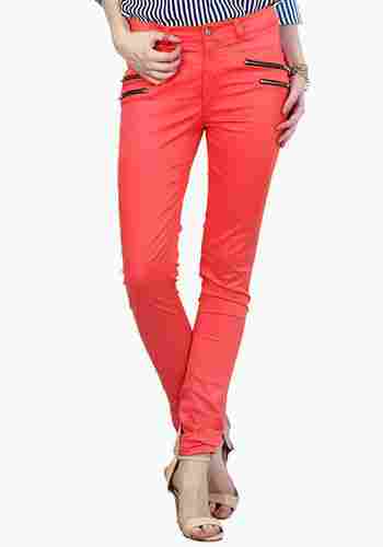 Modish Coral Zip Trousers