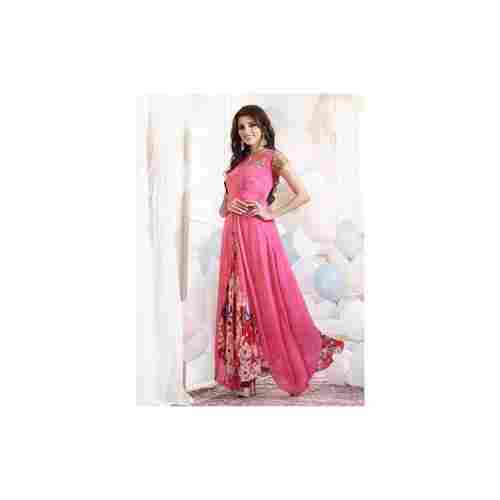 Pink Designer Kurti With Floral Print