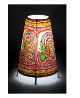 Hand painted Leather Floor Lamp