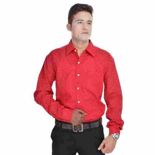 Red Polka Dot Printed Cotton Shirt
