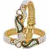 Zeneme American Diamond Gold Plated Bangles For Women 
