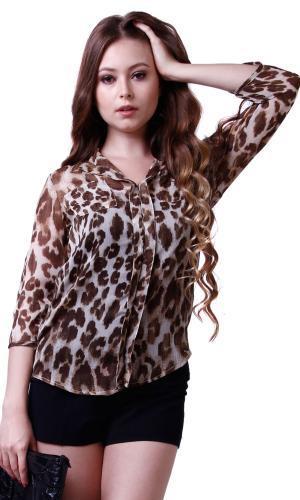 Brown Poly Georgette Daisy Shirt