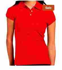Womens Plain Polo Red T-shirt