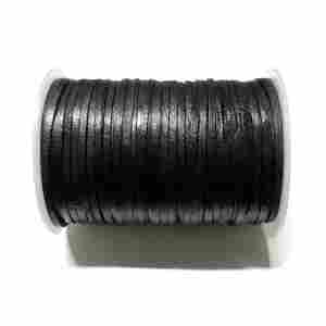 3mm Black Flat Leather Cord