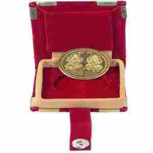 Coin Laxmi Ganesh Gold Plated German Silver Coin