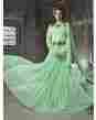 Green Colored Net Embroidered Designer Semi Stitched Gown With Dupatta