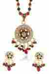 Bella American Diamond Ethnic Pendant Set with Chain and Earrings