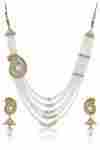 Bella American Diamond Pearl Necklace Set For Women