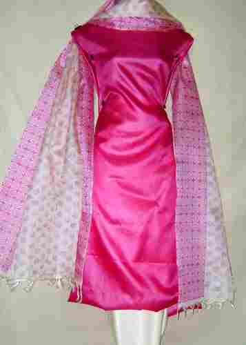 Unstitched Tussar Silk Block Printed Salwar Kameez Dress Material