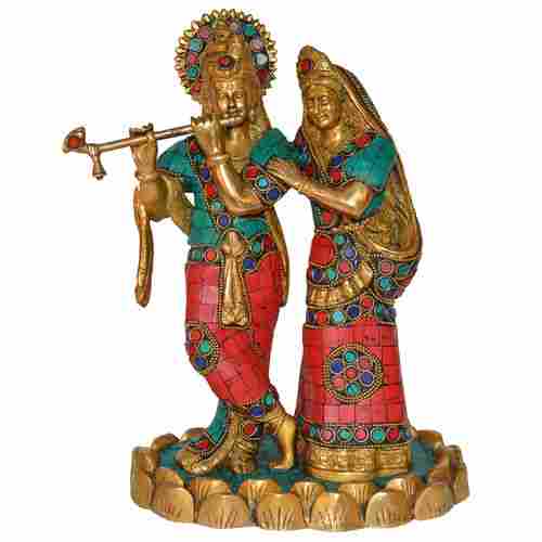 Radha Krishan Statue With Stone Work For Gift And Decor