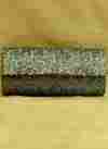 Small Dark Grey Sequinned Satin Clutch Bag With Flap