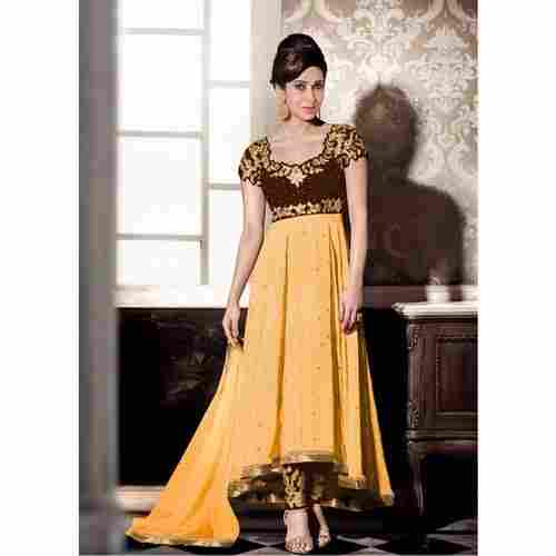 Bollywood Designer Brown Colored Georgette & Silk Designer Dress