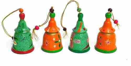 Wooden Christmas Bell Orange and Green