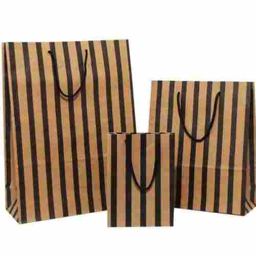 Black Stripes on Brown Carrier Bag with Rope Handle