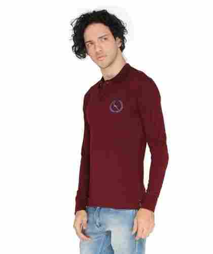 Maroon Full Sleeve Polo T shirt