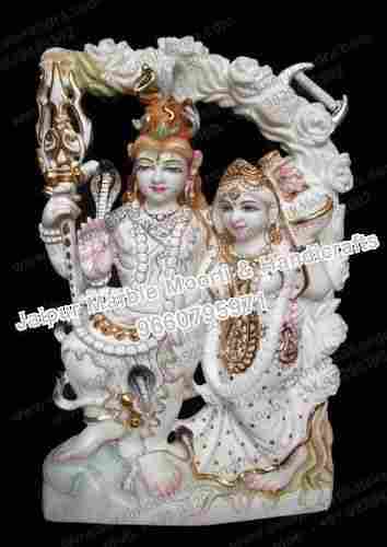 Shiv Parivar White Marble Statue