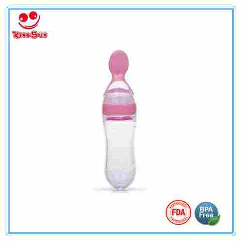 Squeezed Spoon Silicone Baby Feeding Bottle