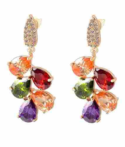 18K Rose Gold Plated Cubic Zirconia Dangle And Drop Earrings
