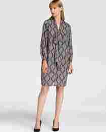 Women'S Full Sleeve Dress With Gray Print