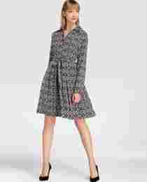 Women's Full Sleeve Dress With Print And Belt