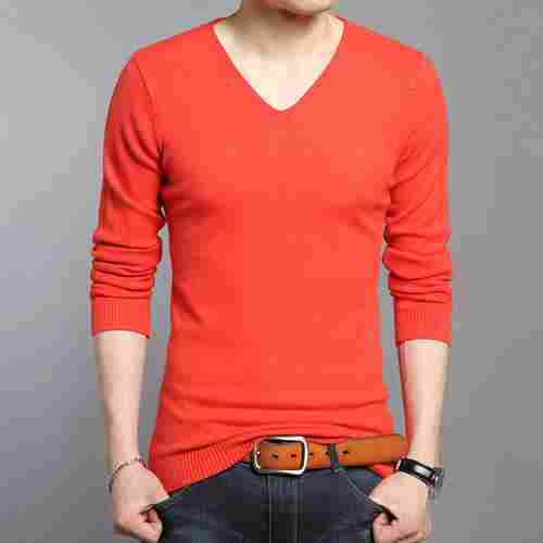 Full Sleeves Mens Cotton Pullover Sweater With V Neck