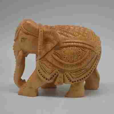 White Wood Carving Elephant