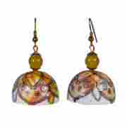 Aesthetic Paper Quelling Circular Bell Shape Yellow And White Base Multi Color Earring Dangler
