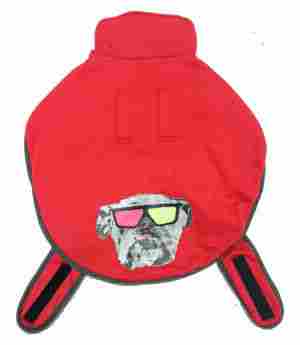 Dog Winter Coat Red Cool Bulldog Design
