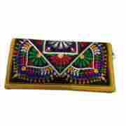 Ethnics Traditional Kutch Handicraft Yellow Color Flower Shape Kutch Purse