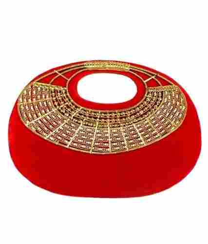 Oval Velvet Clutch Red Ladies Handbag