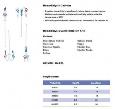Hemodialysis Catheterization Kits And Disposable Pressure Transducers