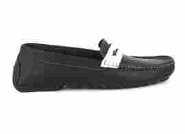 Black Genuine Milled Leather Driving Loafer