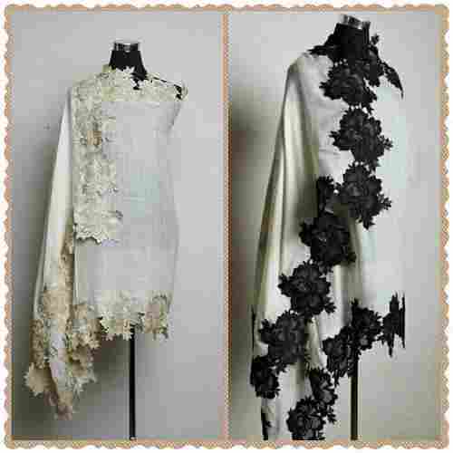 Floral Patch Work Handmade Cashmere Lace Shawl