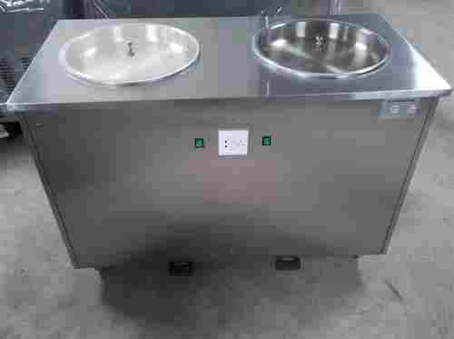 Double Pan Flat Commercial Fried Roll Ice Cream Machine