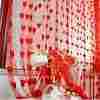 K Decor Polyester Door Heart Curtains (Red)
