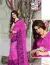 Trendy Printed Pink Color Saree With Blouse