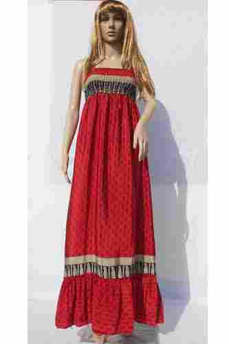 Ladies Summer Silk Sari Maxi Dress