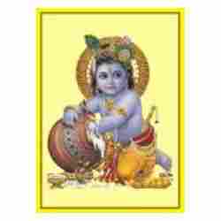 God Krishna Gold Plated Poster