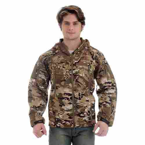 Full Sleeve Combat Print Hooded Regular Fit Cotton Jacket For Men