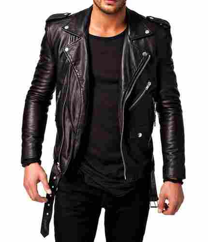 Genuine Sheep Leather Jacket For Men In Black (JK11)