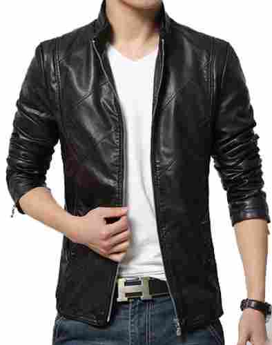 Genuine Sheep Leather Men Jacket in Black Color For Men