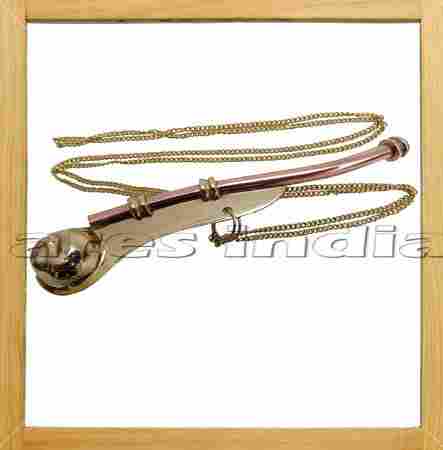5" Brass Copper Boatswain Whistle W Chain Bosun Call Pipe