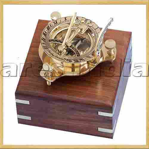 Brass Sundial Compass W Box