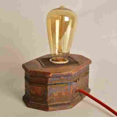 Vintage Wooden Small Chest Lamp Edison Bulb