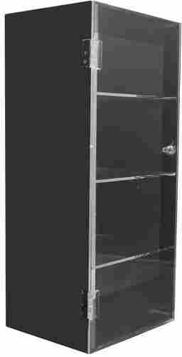 Acrylic Counter Top Display Case Box Lucite - Black / Clear Rotating 360 With 4 Shelves And Lock