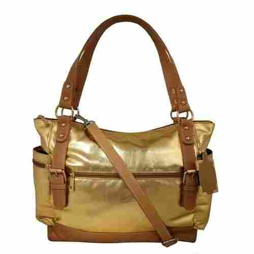 Golden Tan Ladies Synthetic Leather Handbags