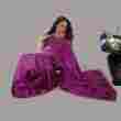 Raw Silk Purple Mekhela Chador Saree