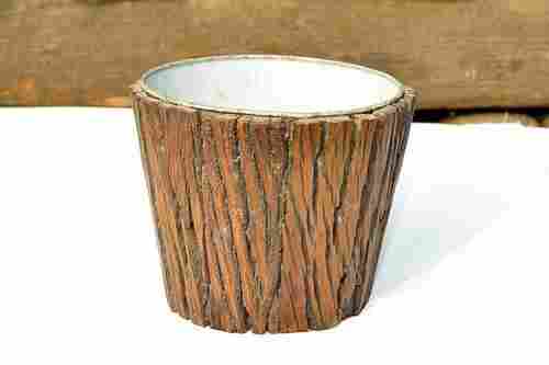 Round Wooden Barrel Planter