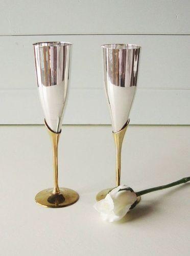 Metal Gold And Silver Wine Goblets