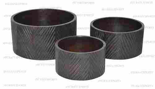 Wooden Cylindrical Bowls (Set Of 3)
